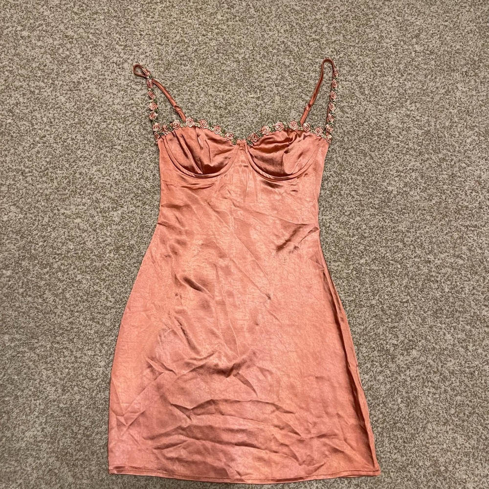 Princess Polly Coral Satin Dress